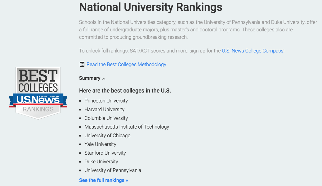 US News Ranking Best Colleges The Edge